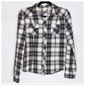 Mudd Plaid Button Down Shirt 👕 (Black & Blue)